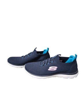 7 Skechers Summits Navy Knit Memory Foam Blue Sneakers Running Walking Shoes